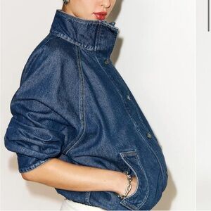 Reformation Mette Lived in Denim Bomber Jacket
